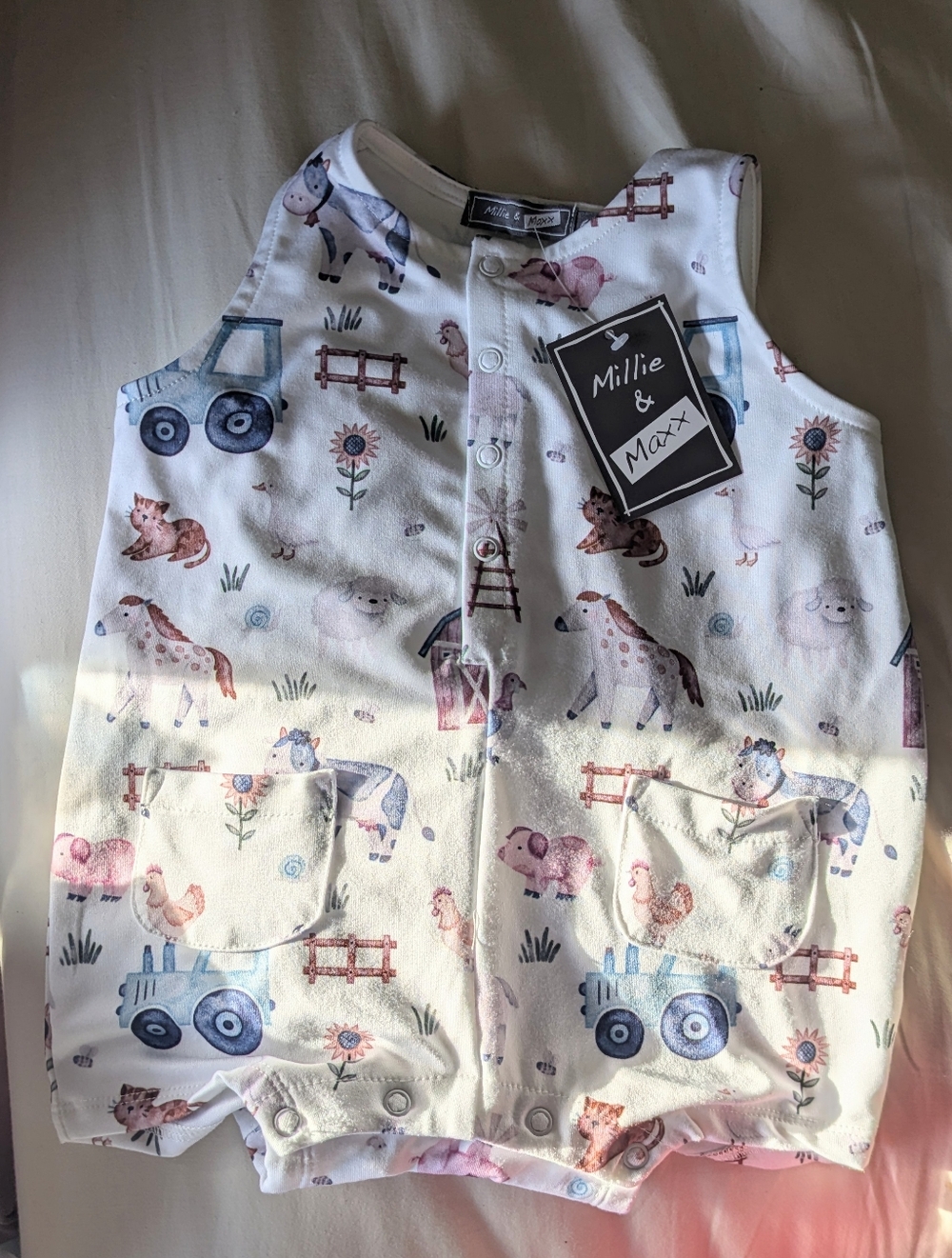 Adorable Farm-Themed Baby Romper by Millie & Maxx